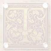 Letter T First Letter Faux Gold Red Glazen Onderzetter (Achterkant)