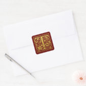 Letter T First Letter Faux Gold Red Vierkante Sticker (Envelop)