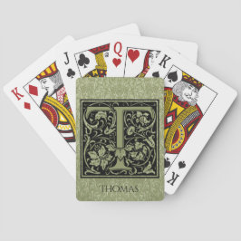 Letter T First Letter Monogram Aangepast Pokerkaarten
