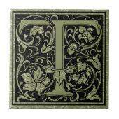 Letter T First Letter Monogram Tegeltje (Voorkant)