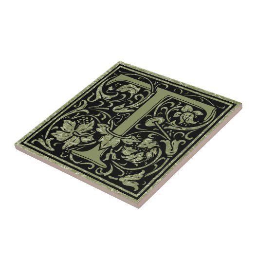 Letter T First Letter Monogram Tegeltje (Zijkant)