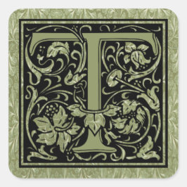 Letter T First Letter Monogram Vierkante Sticker