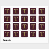 Letter T Gold Square Sticker (Vel)