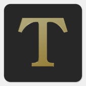 Letter T Gold Square Sticker (Voorkant)