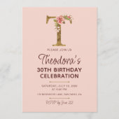 Letter T Gouden Monogram Roze Rozen Kaart (Voorkant)