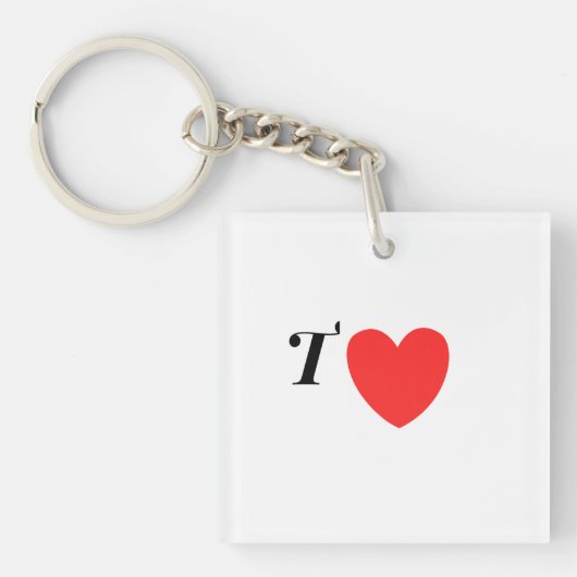 Letter T Heart - Valentine Initial Love Design Sleutelhanger (voorkant)