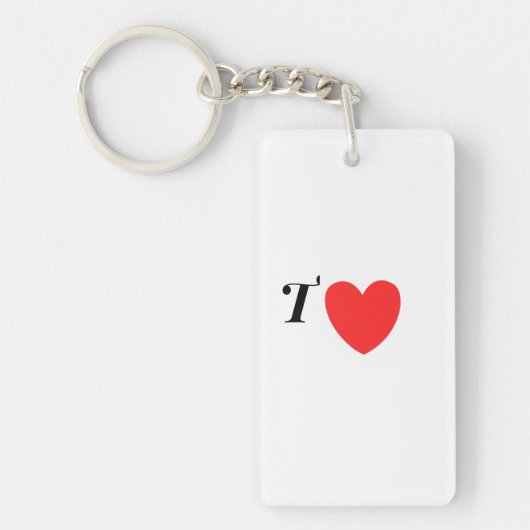 Letter T Heart - Valentine Initial Love Design Sleutelhanger (Voorkant)