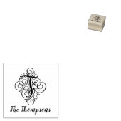 Letter T Initiaal Elegant Flourish Monogram Name Rubberstempel (Gestempeld)