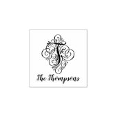Letter T Initiaal Elegant Flourish Monogram Name Rubberstempel (Afrduk)