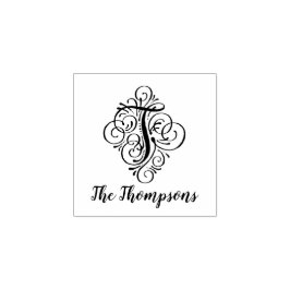 Letter T Initiaal Elegant Flourish Monogram Name Rubberstempel