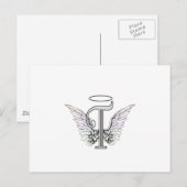 Letter T Initiaal Monogram met Angel Wings & Halo Briefkaart (Voorkant / Achterkant)
