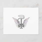 Letter T Initiaal Monogram met Angel Wings & Halo Briefkaart (Voorkant)