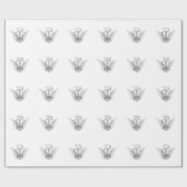 Letter T Initiaal Monogram met Angel Wings & Halo Cadeaupapier (Vlak)