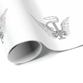 Letter T Initiaal Monogram met Angel Wings & Halo Cadeaupapier (Rol Hoek)