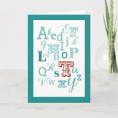 Letter T Initiaal Name Alphabet Birthday Blauwgroe Kaart (Voorkant)