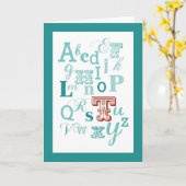 Letter T Initiaal Name Alphabet Birthday Blauwgroe Kaart (Gele Bloem)
