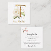 Letter T met Gold Geometric Design en Flowers Vierkante Visitekaartje (Voorkant / Achterkant)