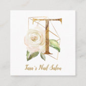 Letter T met Gold Geometric Design en Flowers Vierkante Visitekaartje (Voorkant)