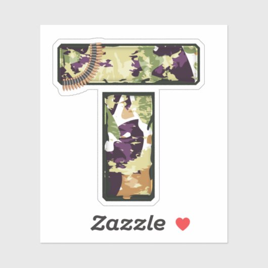 Letter T met militaire camouflage Textuur Sticker (Vel)