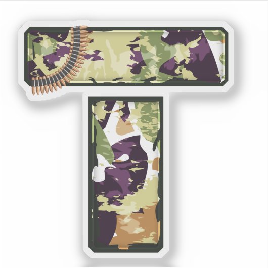 Letter T met militaire camouflage Textuur Sticker (Voorkant)