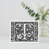 Letter T Middeleeuwse Monogram Art Nouveau Briefkaart (Staand voorkant)
