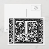 Letter T Middeleeuwse Monogram Art Nouveau Briefkaart (Voorkant / Achterkant)