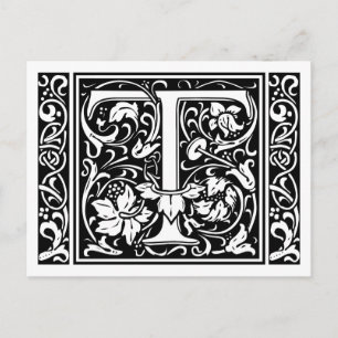 Letter T Middeleeuwse Monogram Art Nouveau Briefkaart