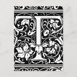 Letter T Middeleeuwse Monogram Art Nouveau Briefkaart