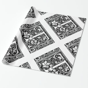Letter T Middeleeuwse Monogram Art Nouveau Cadeaupapier