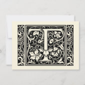Letter T Middeleeuwse Monogram Art Nouveau Kaart (Voorkant)