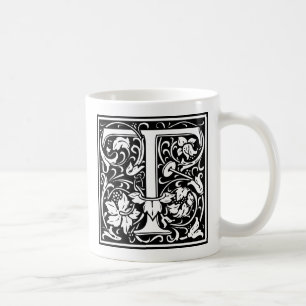 Letter T Middeleeuwse Monogram Art Nouveau Koffiemok