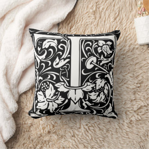 Letter T Middeleeuwse Monogram Art Nouveau Kussen