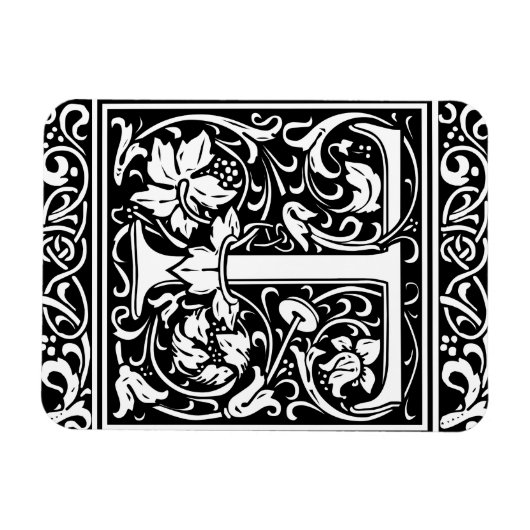 Letter T Middeleeuwse Monogram Art Nouveau Magneet (Horizontaal)