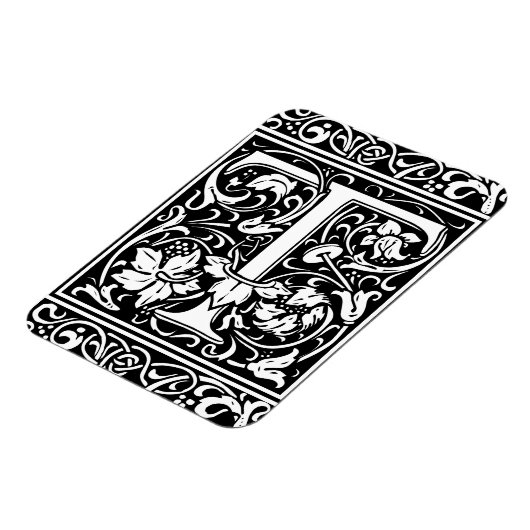Letter T Middeleeuwse Monogram Art Nouveau Magneet (Linkerzijde)