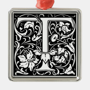 Letter T Middeleeuwse Monogram Art Nouveau Metalen Ornament