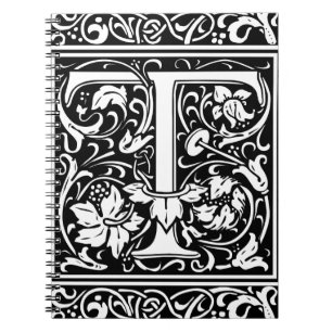 Letter T Middeleeuwse Monogram Art Nouveau Notitieboek