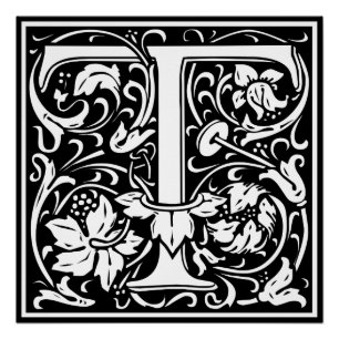 Letter T Middeleeuwse Monogram Art Nouveau Perfect Poster