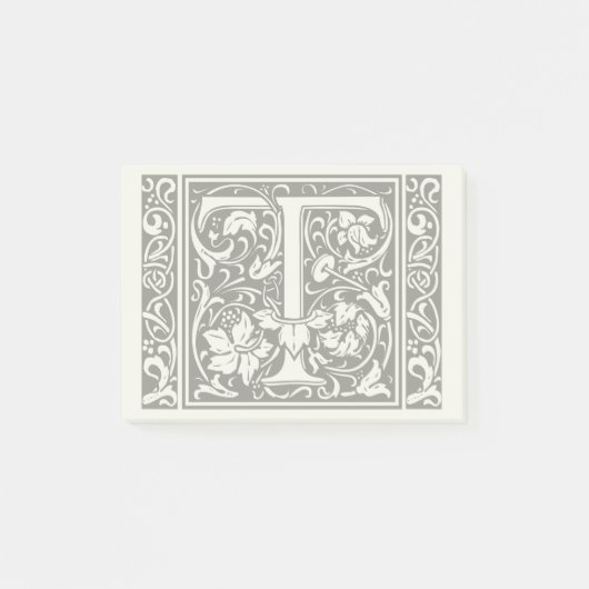Letter T Middeleeuwse Monogram Art Nouveau Post-it® Notes (Voorkant)