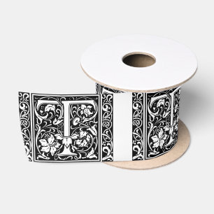 Letter T Middeleeuwse Monogram Art Nouveau Satijnen Lint