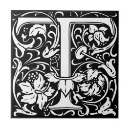 Letter T Middeleeuwse Monogram Art Nouveau Tegeltje