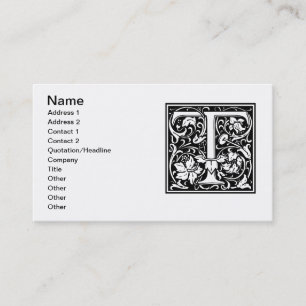 Letter T Middeleeuwse Monogram Art Nouveau Visitekaartje