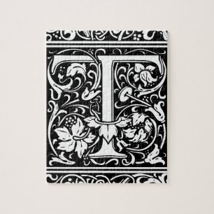 Letter T Middeleeuwse Monogram Vintage Initiaal Legpuzzel