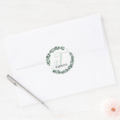 Letter T Monogram Aangepaste Naam Minimalistische Ronde Sticker (Envelop)