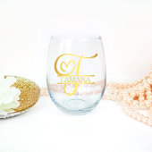 Letter T Monogram Bruidsmeisje Gift, Modern Elegan Wijnglas Zonder Voet