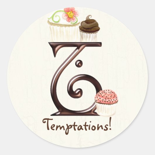 Letter T Monogram Cupcake Logo Zakelijke Stickers (Voorkant)