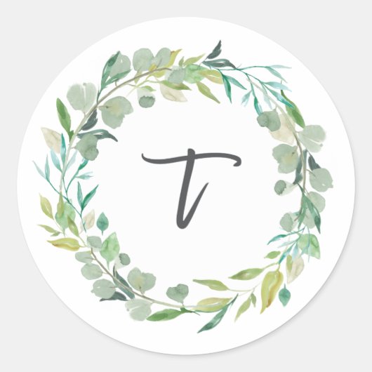 Letter T Monogram Initiaal Sticker Envelope Seal (Voorkant)