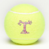 Letter T-monogram meisjes gepersonaliseerde doodle Tennisballen (Achterkant)
