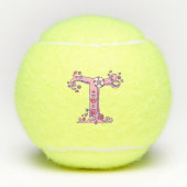 Letter T-monogram meisjes gepersonaliseerde doodle Tennisballen (Voorkant)