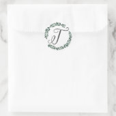 Letter T Monogram Minimalistische Botanische Bladk Ronde Sticker (Tas)