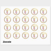 Letter T Monogram Roze Rozen Bloemen & Elegant Gou Ronde Sticker (Vel)